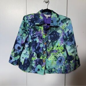 St. John Collection Floral Abstract Watercolor Jacket